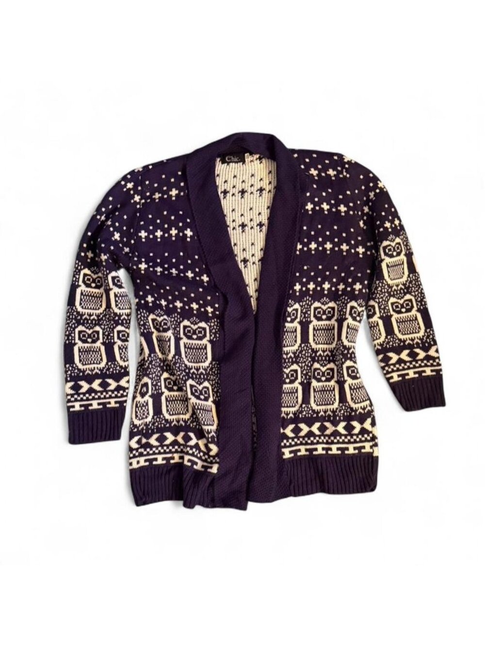 Thrifted Purple Owl Cardigan